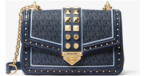 michael kors navy studded bag|michael kors soho shoulder bag.